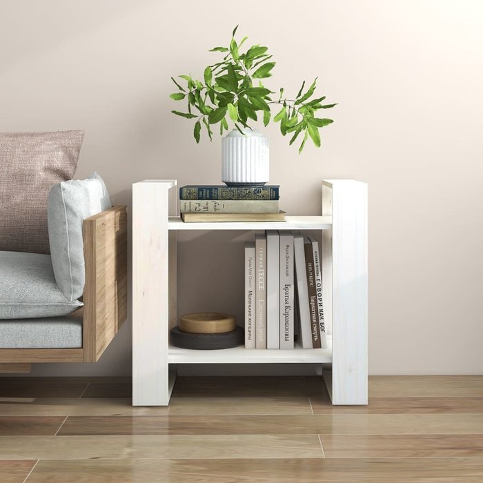 Librería/separador de ambientes blanco, 60x35x57 cm, madera de pino. - pangivo