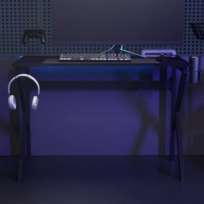 Escritorio gaming con patas en forma de k negro 110x60x75 cm