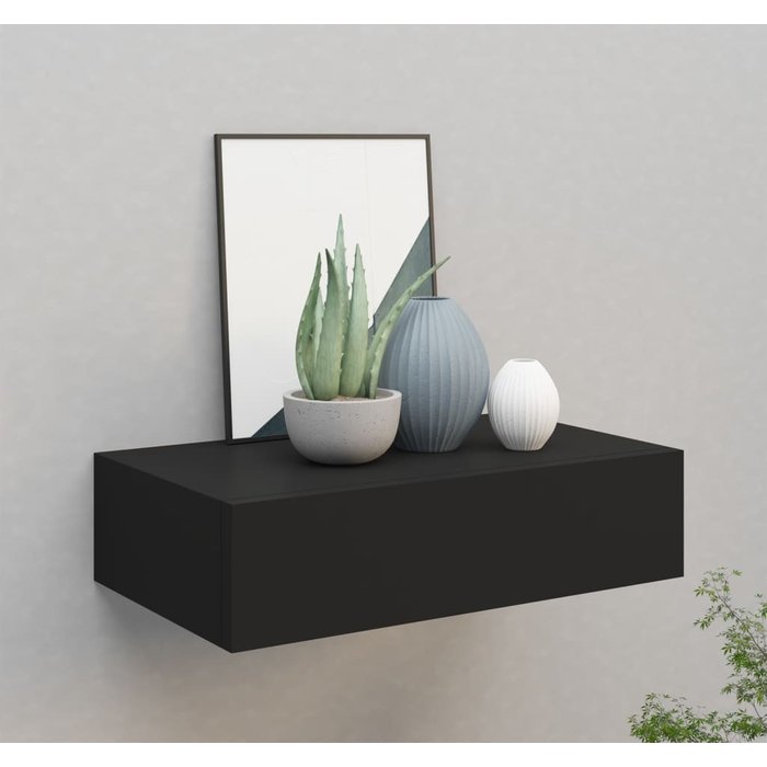 Maison exclusive - estante con cajón de pared mdf negro 40x23,5x10 cm