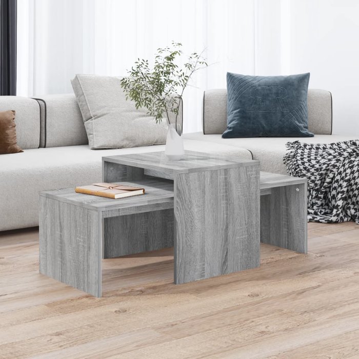 Conjunto de mesa de centro sonoma gris 100x48x40 cm madera contrachapada