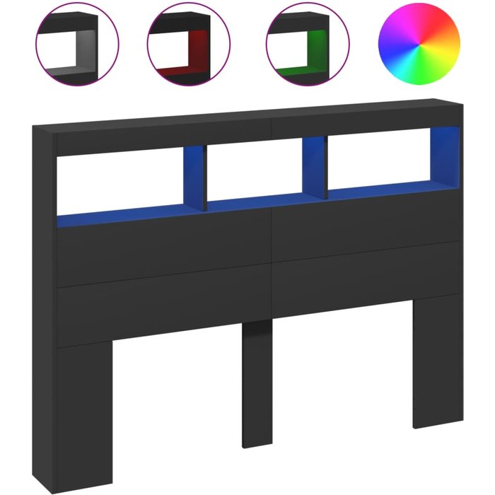 Cabecero de cama - mueble cabecero con led negro 140x17x102 cm