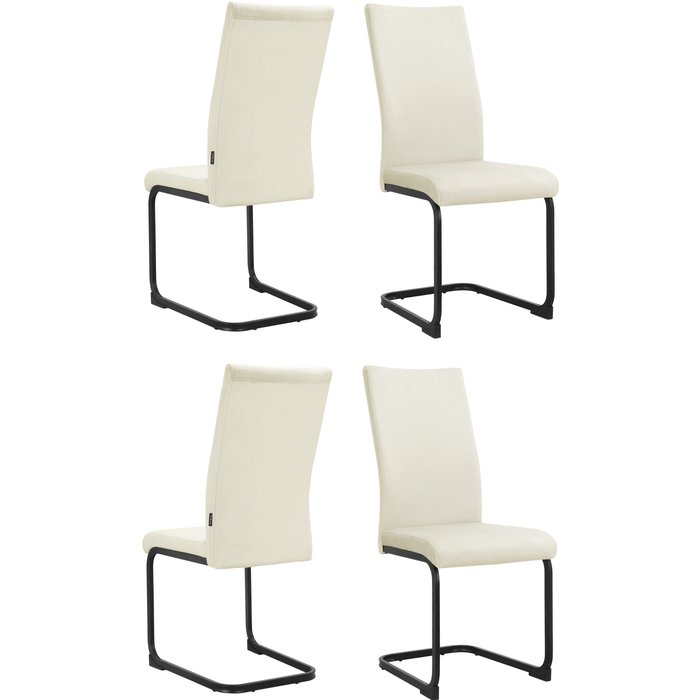 Sillas de comedor en terciopelo crema 4 paquetes