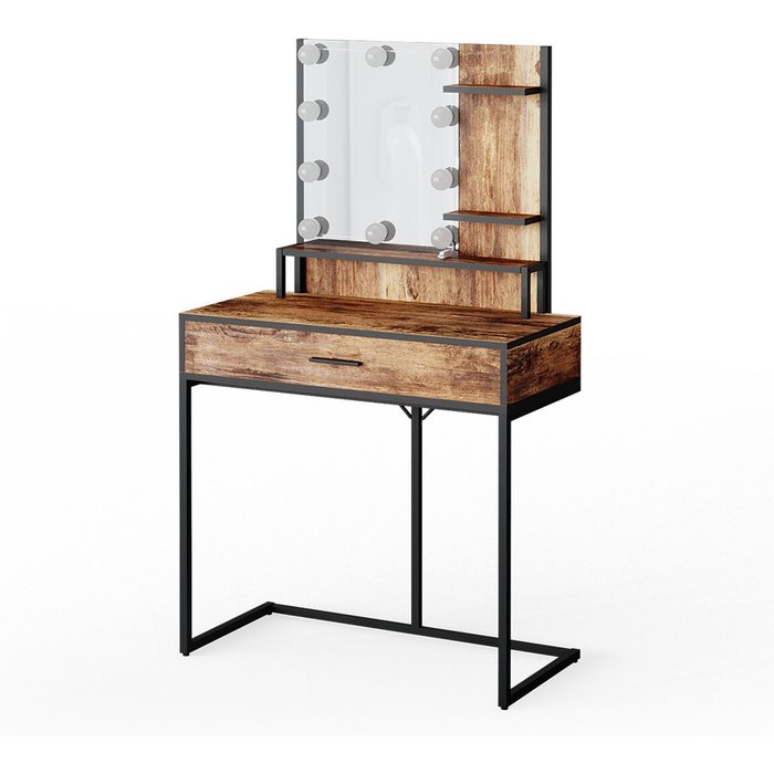 Vicco tocador fyrk, madera antigua, 80 cm con lámparas led