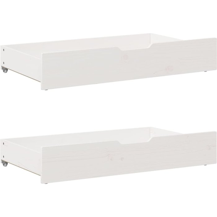 Cajones debajo de la cama 2 piezas madera de pino maciza blanco 95x55x16 cm