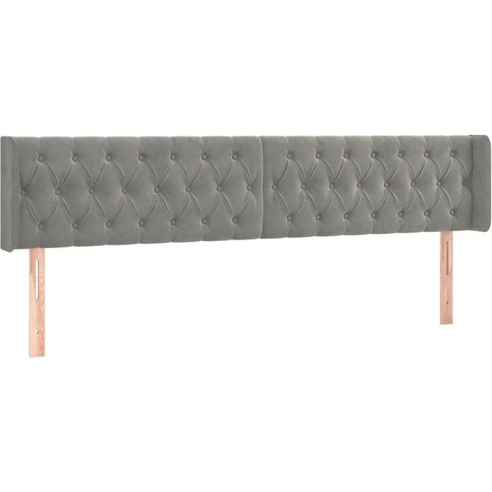 Cabecero cama - mueble cabecero de terciopelo gris claro 203x16x78/88 cm