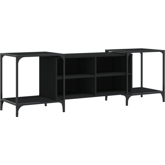 Mueble de tv de madera de ingeniería negro 153x37x50 cm - comfortxl