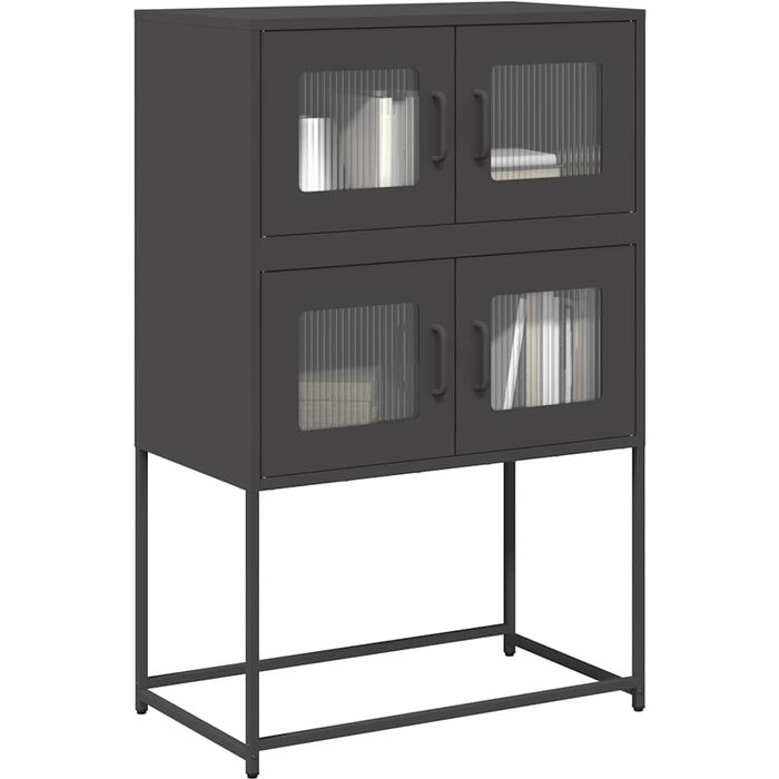Aparador alto negro 68x39x107 cm acero