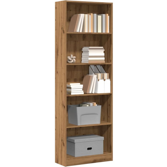 Librería artesanal de roble 60x24x176 cm de madera contrachapada