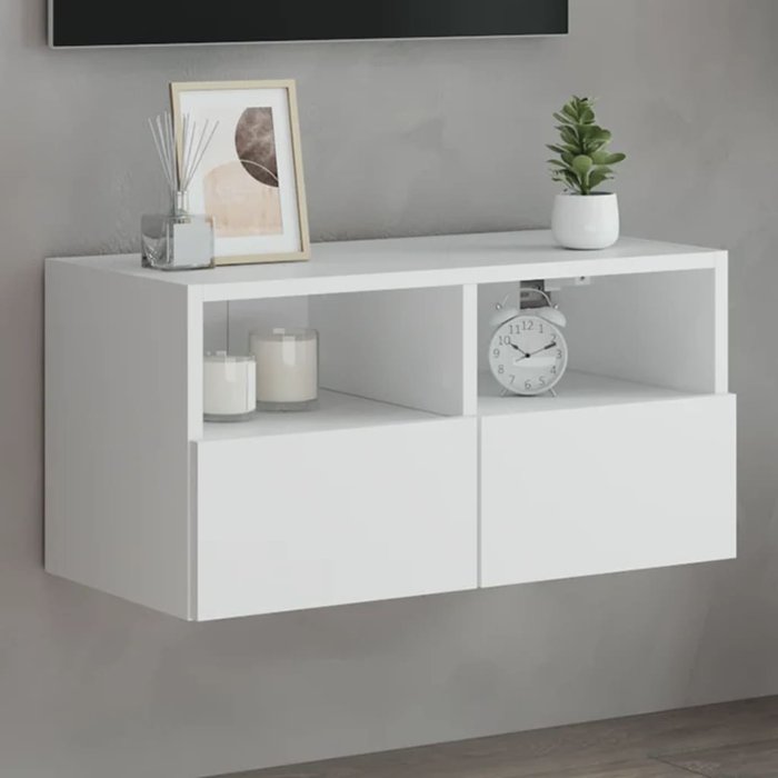 Mueble tv de pared blanco de madera contrachapada 60x30x30 cm