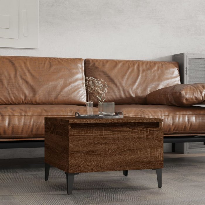 Maison exclusive - mesa auxiliar madera contrachapada roble marrón 50x46x35 cm