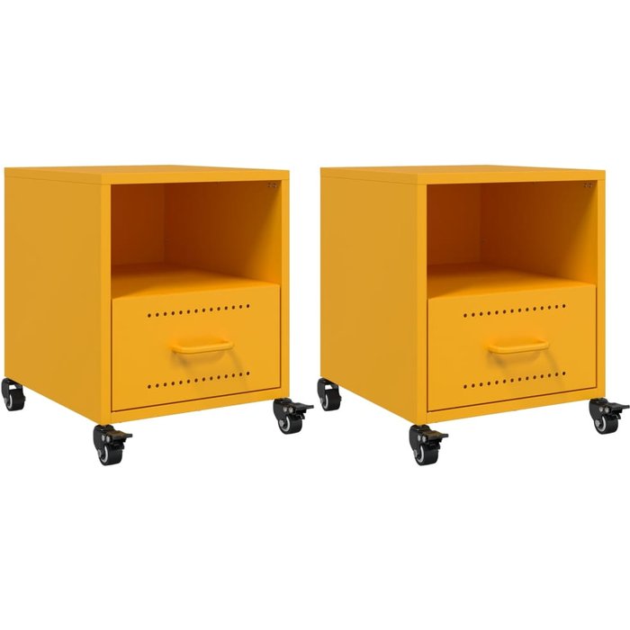 Mesitas de noche 2 uds acero amarillo mostaza 36x39x43,5 cm - comfortxl