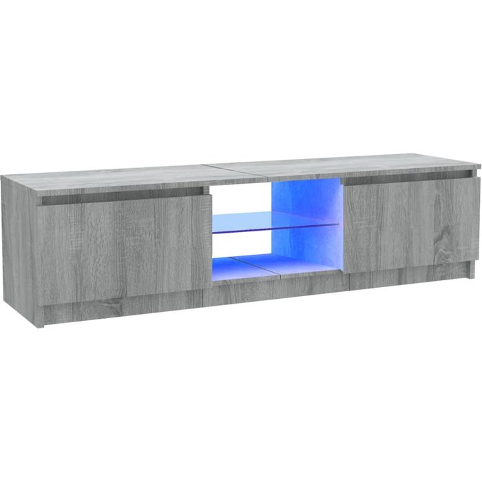 Mueble de tv con iluminación led, gris sonoma, 120x30x35,5 cm - comfortxl