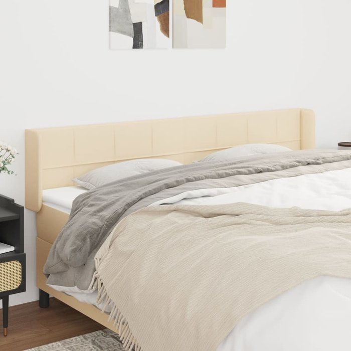 Cabecero con orejas crema 163x16x78/88 cm tela