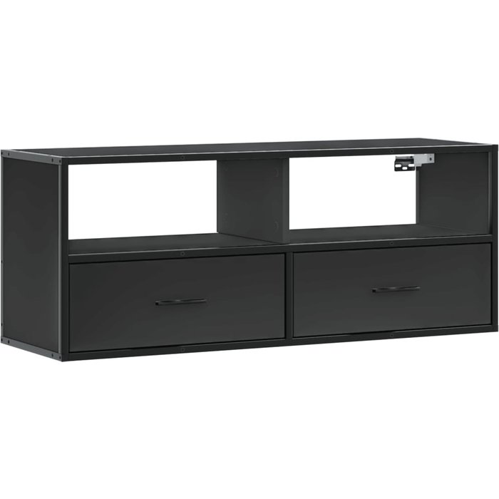 Mueble de tv madera de ingeniería y metal negro 100x31x39,5 cm - comfortxl
