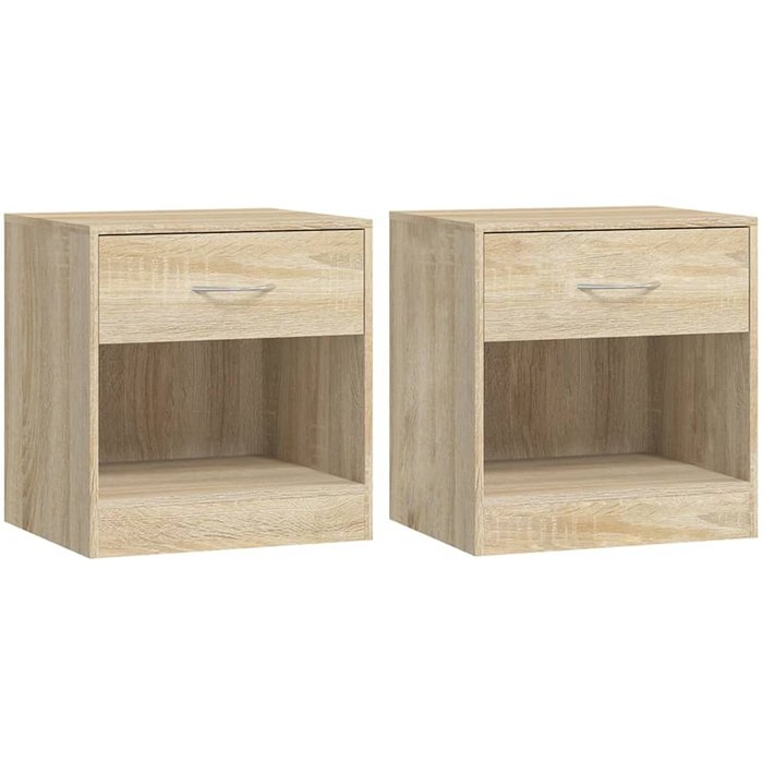 Mesita de noche 2 piezas con cajón color roble