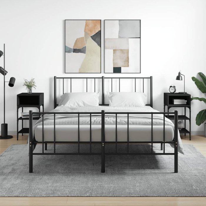 Mesitas de noche negras de 2 piezas, 35x34,5x70 cm, madera de ingeniería.