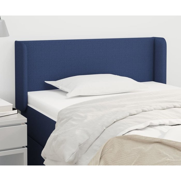 Cabecero de tela azul 83x16x78/88 cm