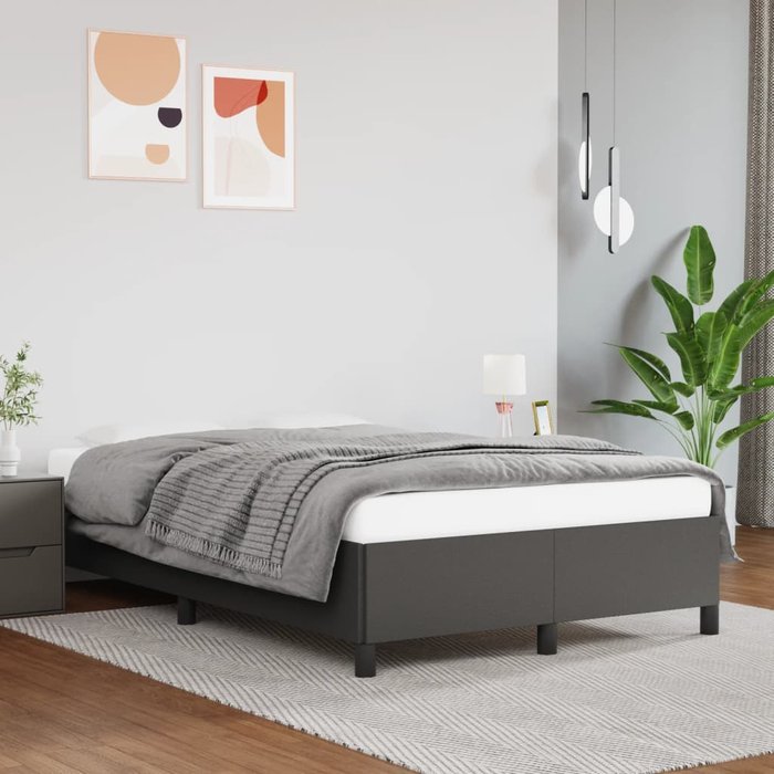 Estructura de cama sin colchón cuero sintético gris 120x190 cm vidaxl