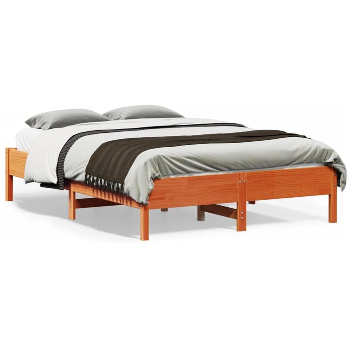 Estructura de cama sin colchón madera maciza marrón 135x190 cm