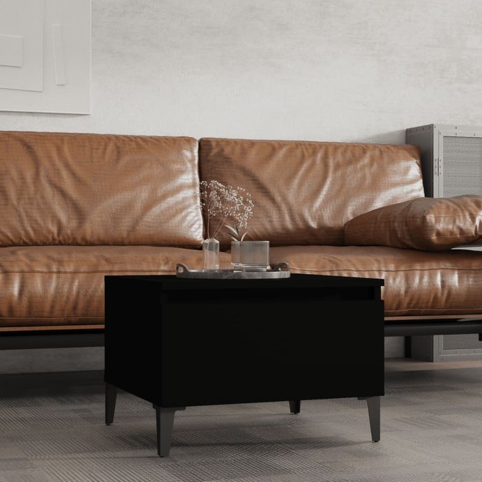 Mesa auxiliar de madera contrachapada negro 50x46x35 cm - comfortxl