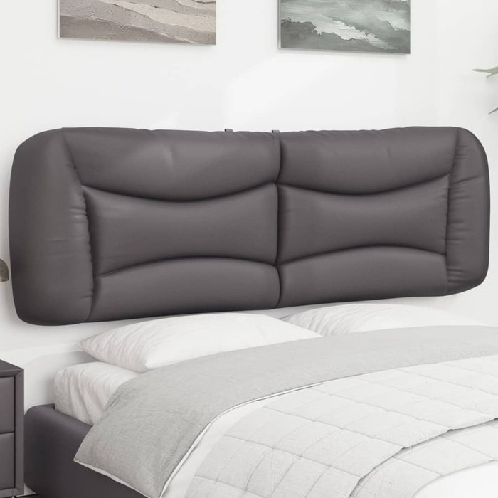 Cabecero de cama acolchado hvar cuero sintético gris 160 cm