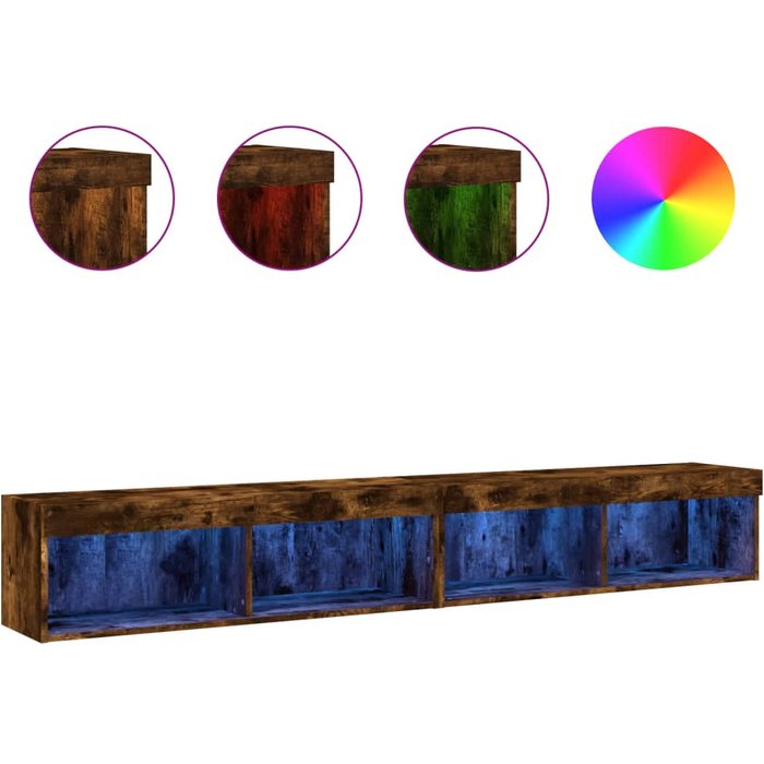 Muebles de tv con iluminación led 2 piezas roble ahumado 100x30x30 cm