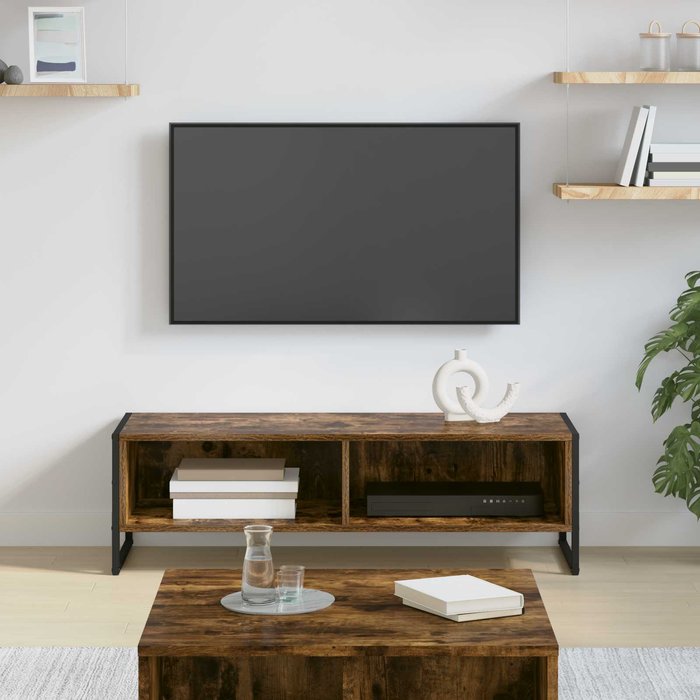 Mueble de tv de roble ahumado 100 x 36,5 x 30,5 cm madera de ingeniería
