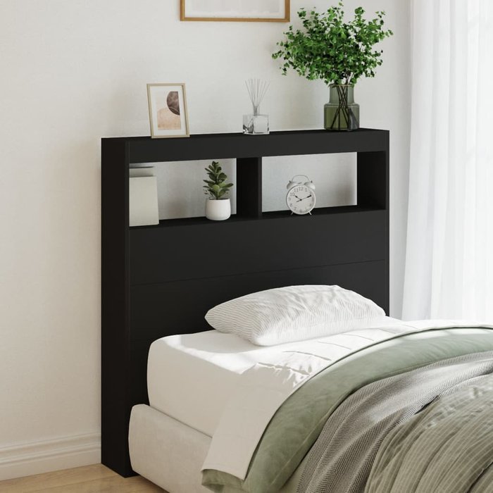 Mueble cabecero con led negro 100x17x102 cm