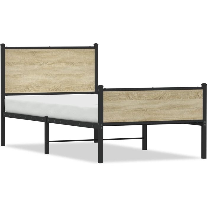 Estructura de cama sin colchón metal roble sonoma 80x200 cm — comfortxl