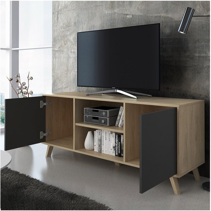 Mueble tv wind 140 puccini - gris antracita 136,8 x 56,9 x 39,6 cm