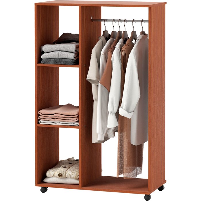 Armario, armario de almacenamiento móvil, tablero de partículas, acabado nogal