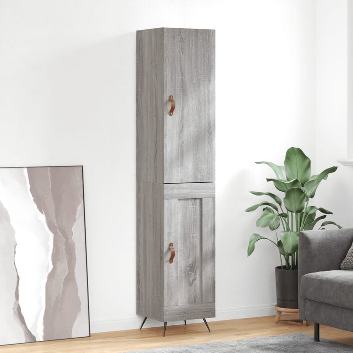 Aparador alto sonoma gris 34,5x34x180 cm madera contrachapada