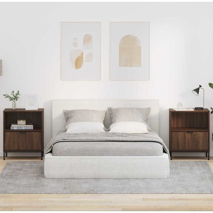 Vidaxl mesas de noche con cajón 2 pcs marrón roble 49 x 36 x 61 cm