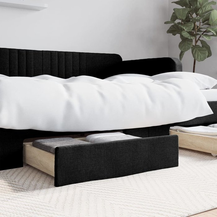 Maison exclusive - cajones de cama 2 uds madera de ingeniería y tela negro