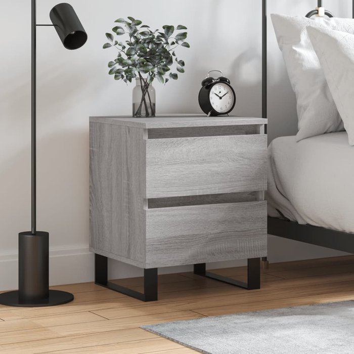 Mesita de noche sonoma gris 40x35x50 cm madera de ingeniería