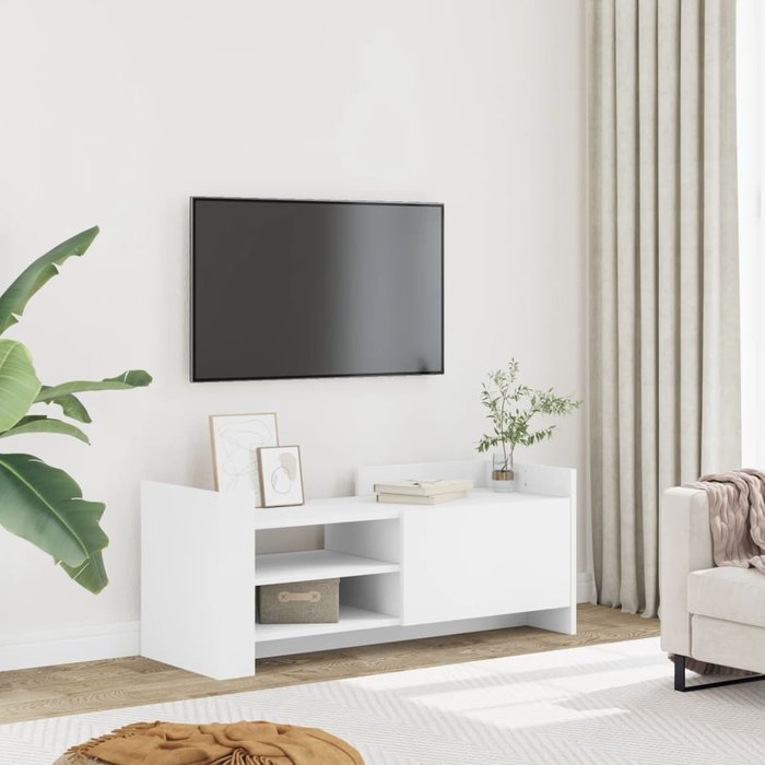 Mueble tv blanco 100x35x40 cm madera contrachapada
