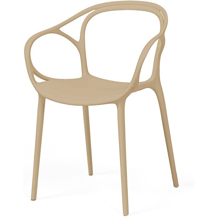 Silla kira en polipropileno beige con reposabrazos