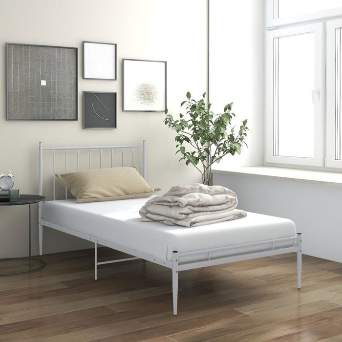 Estructura de cama de metal blanco 90x200 cm