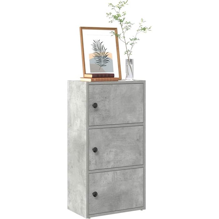 Maison exclusive - estantería de madera de ingeniería gris hormigón 40x24x77 cm