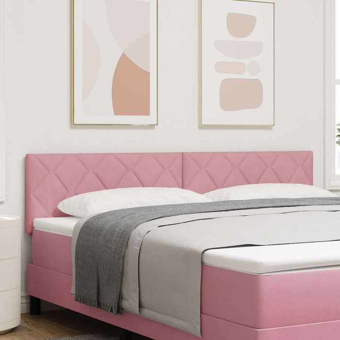 Vidaxl cabecero led diseño de bloques de diamante rosa 180 cm terciopelo