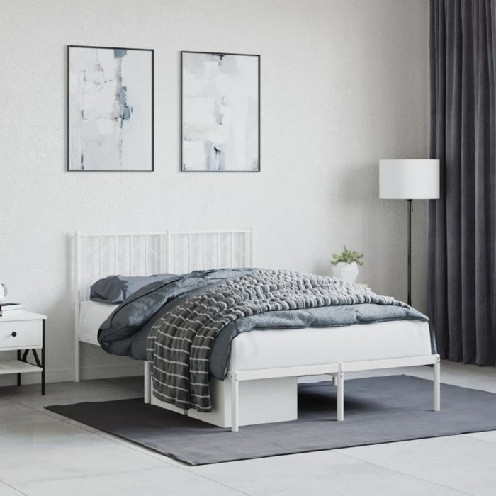 Estructura cama sin colchón con cabecero metal blanco 120x190cm vidaxl