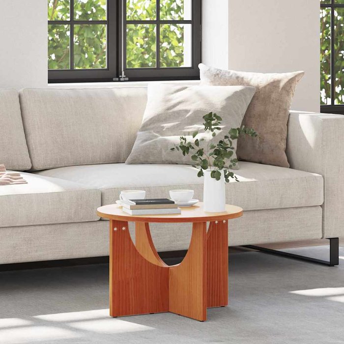 Mesa de café marrón cera 50 x 50 x 35 cm madera maciza de pino