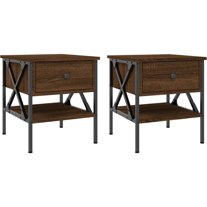 Mesitas de noche 2 piezas roble marrón 40x42x45 cm madera contrachapada