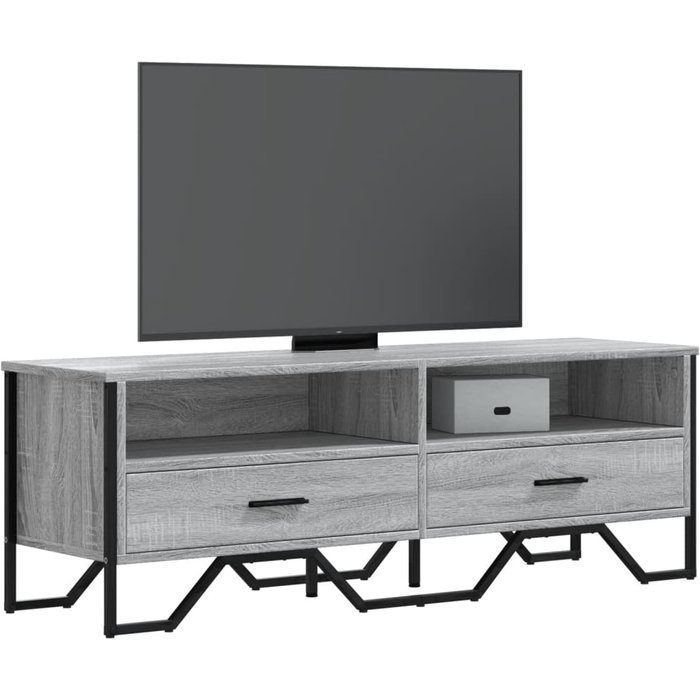 Mueble tv sonoma gris 122x34x41 cm de madera contrachapada