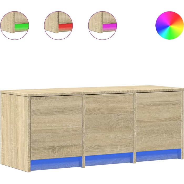 Mueble tv led de madera laminada roble sonoma 97x34x40 cm - comfortxl