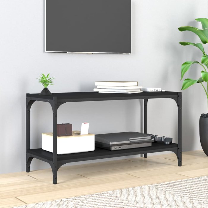 Maison exclusive - mueble para tv madera contrachapada y acero negro 80x33x41 cm