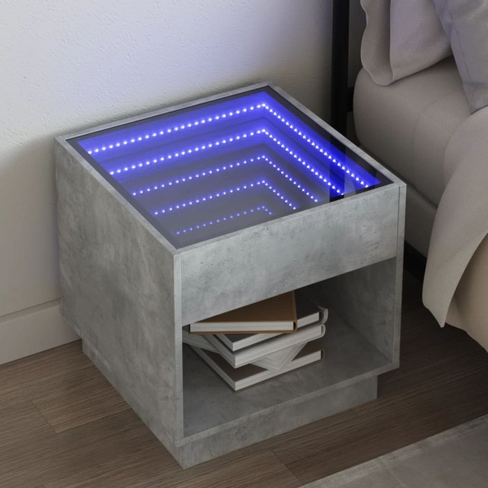 Maison exclusive - mesita de noche con infinity led gris hormigón 50x50x50 cm