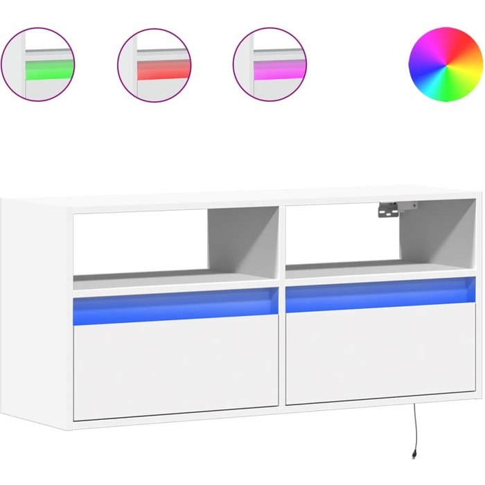 Mueble tv de pared | mueble de salón con luces led blanco 100x31x45 cm cfw52485