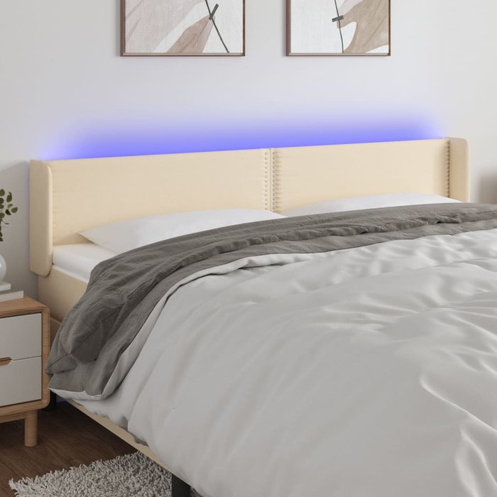 Cabecero led crema 203x16x78/88 cm tela