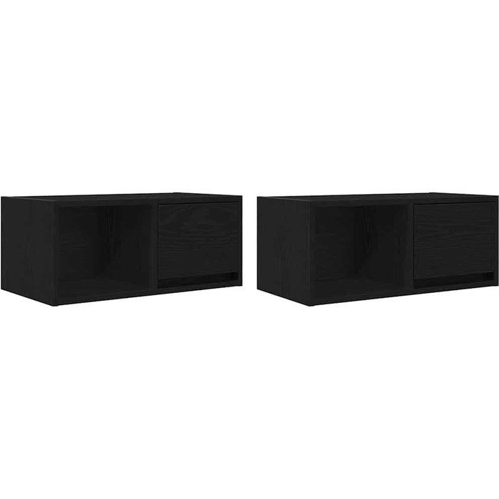 Muebles de tv 2 uds roble negro 60x31x25,5 cm madera ingeniería - comfortxl